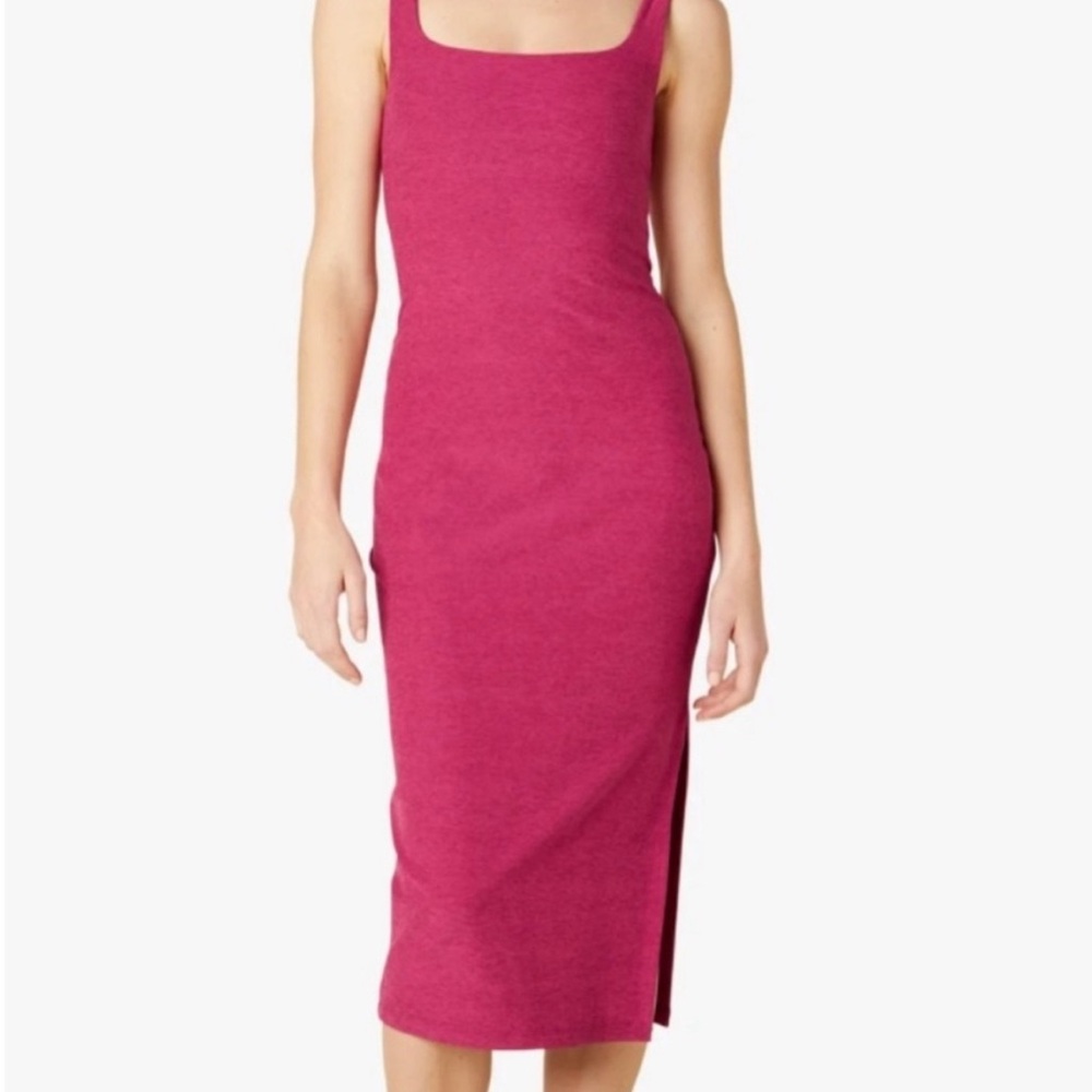 BEYOND YOGA Spacedye Icon Midi Dress Dragonfruit Sangria Pink Bodycon size SM